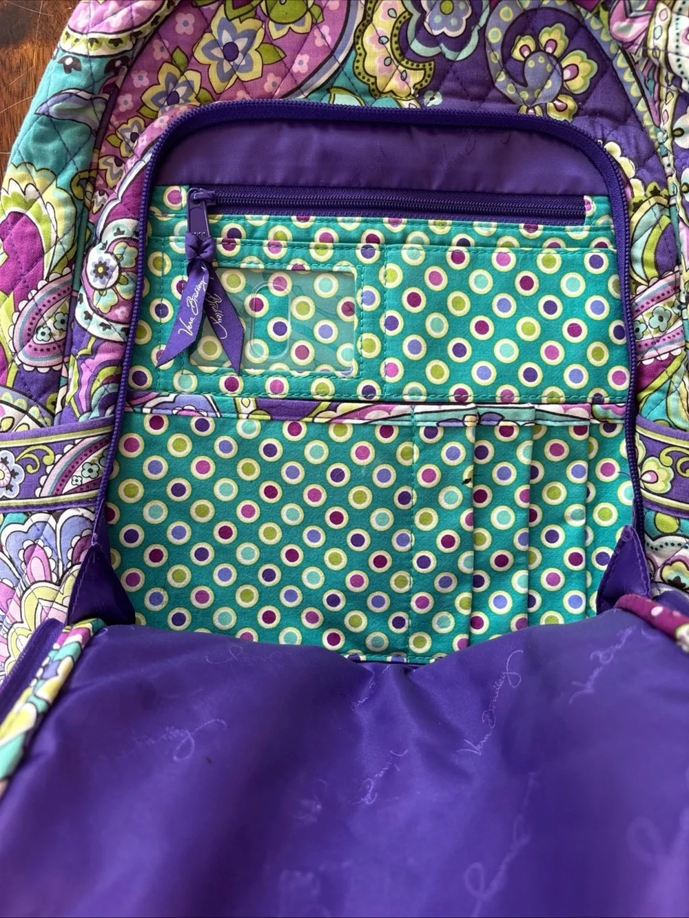 Vera Bradley Convertible Backpack Tote Bag Heather Purple Paisley Floral Retired